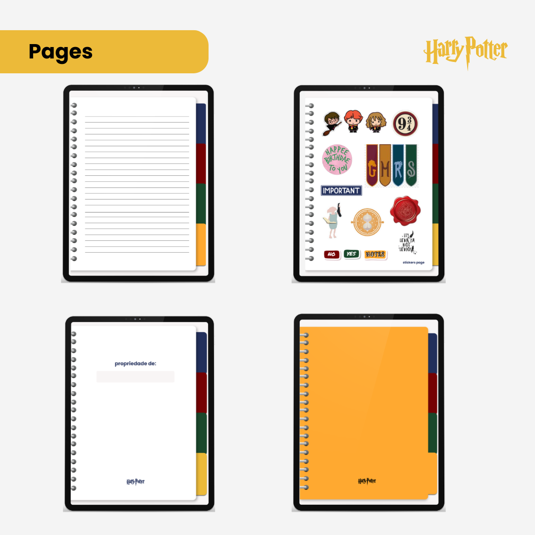 Hufflepuff Digital Notebook | Harry Potter Inspired Interactive PDF with Stickers